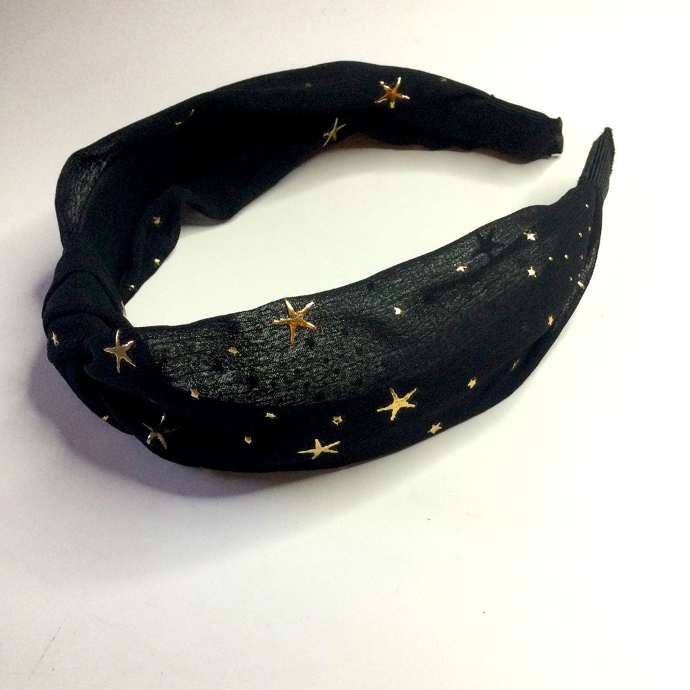 TASHA STAR EMBELLISHED BLACK HEADBAND NWOT